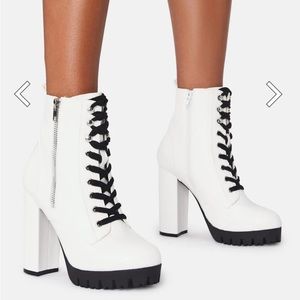 White platform bootie